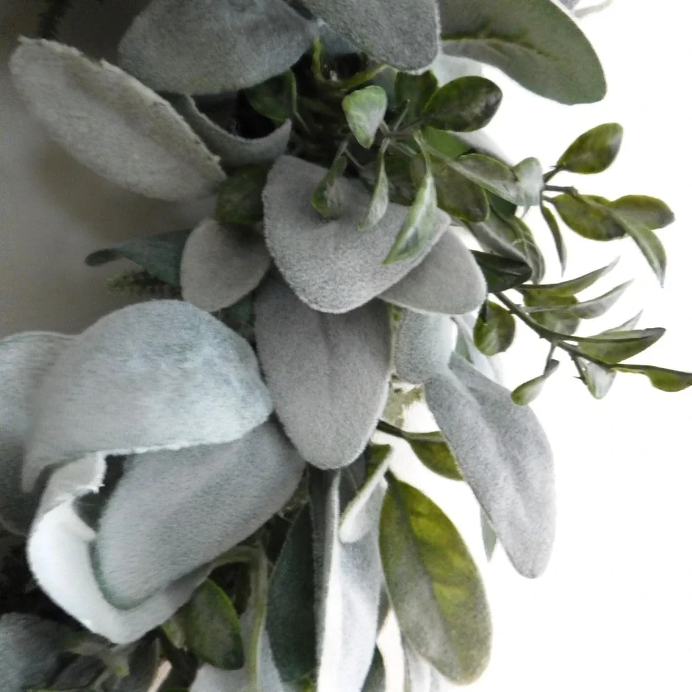 Small Lambs Ear Wreath, Small Cabinet Wreath, Mini Window Wreath, Mini Lambs Ear